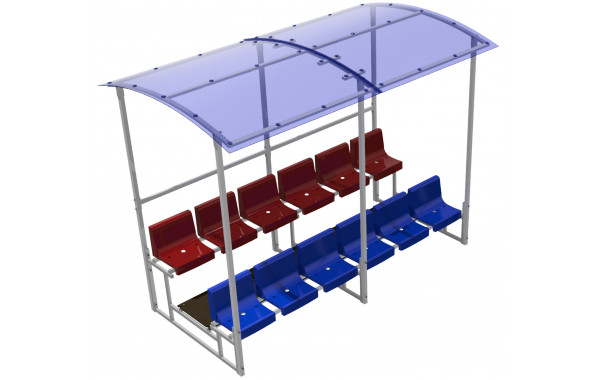Трибуна двухрядная 12 мест с козырьком ФСИ 5391 600_380