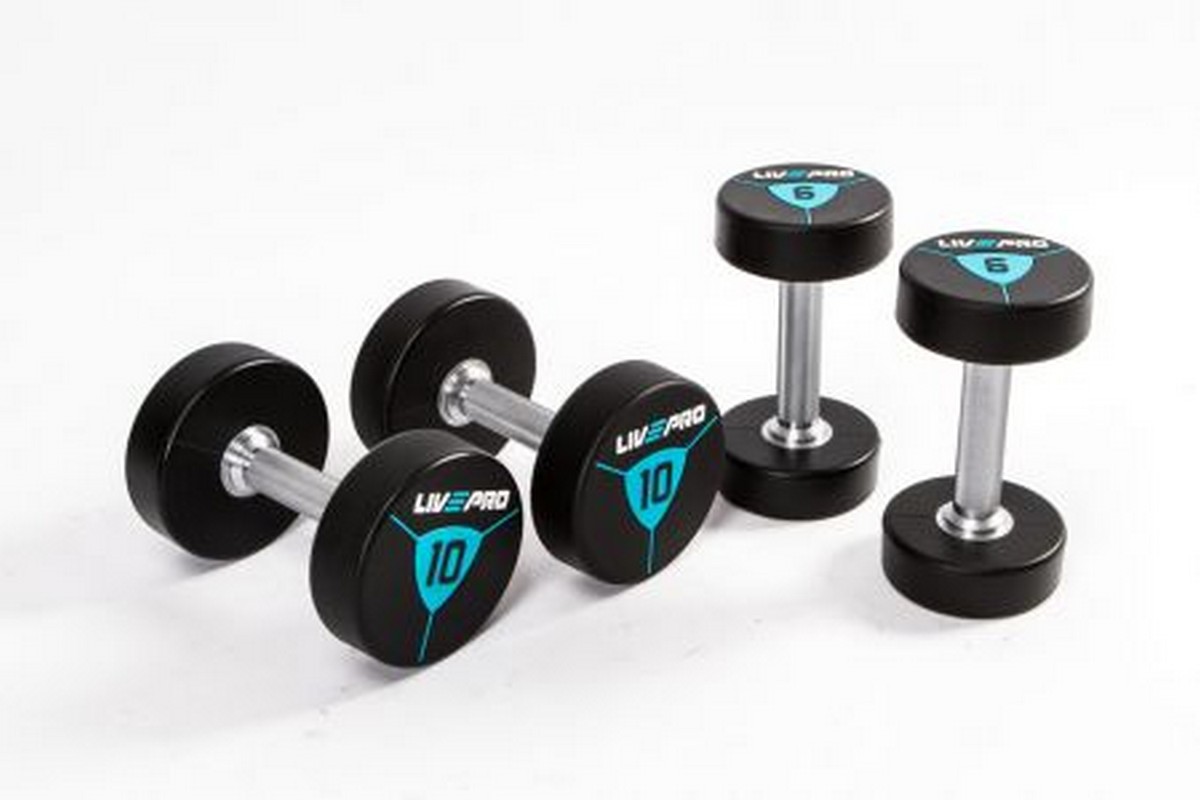 Гантели в уретане 36 кг Live Pro Premium Urethane Dumbbells LP8000-36 1200_800