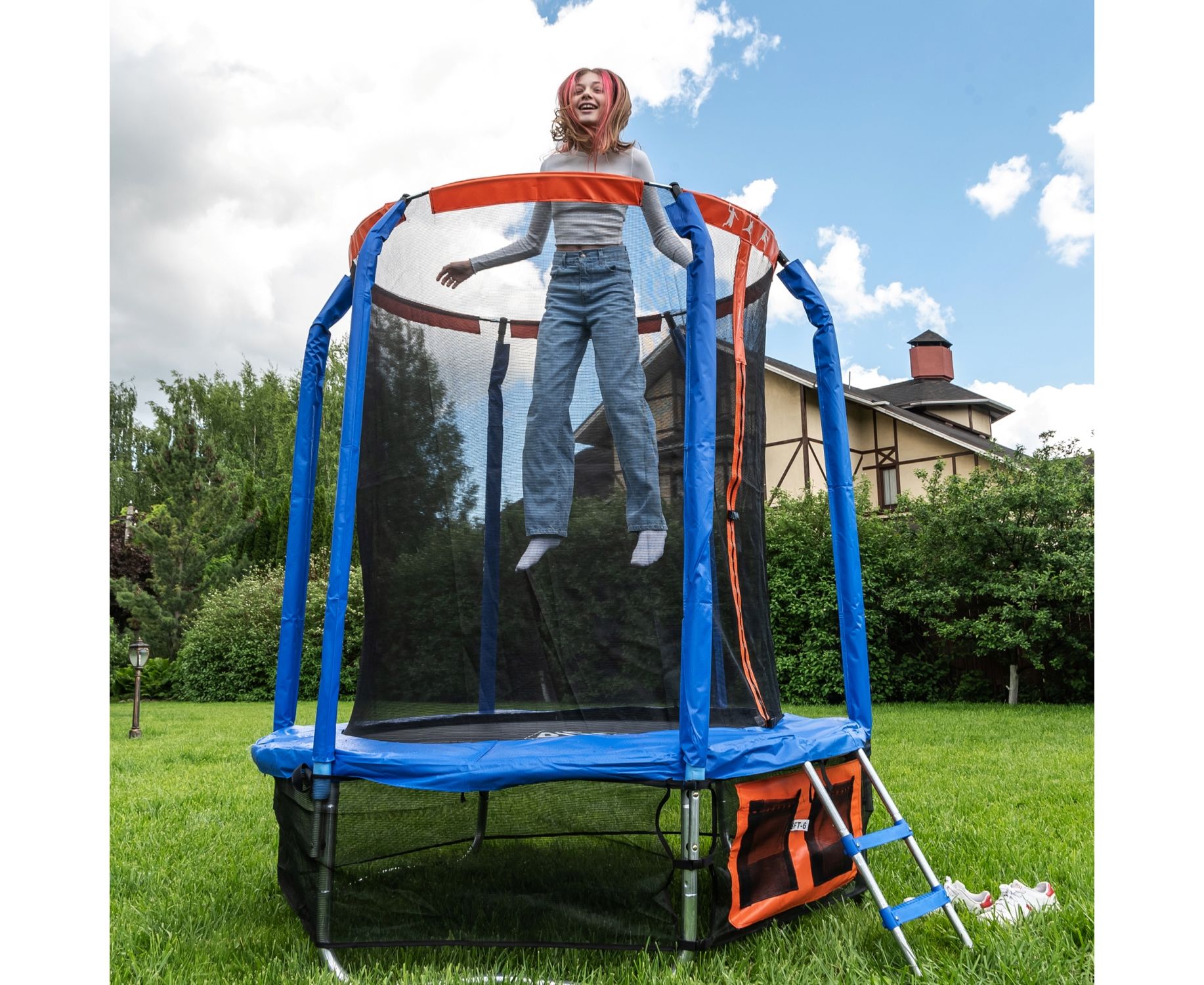 Батут DFC Jump Basket 6ft внутр.сетка, лестница (183cм) 6FT-JBSK-B 1834_1500