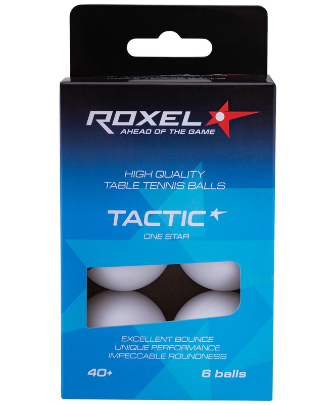 Мячи для настольного тенниса Roxel 1* Tactic, 6 шт, белый 665_800