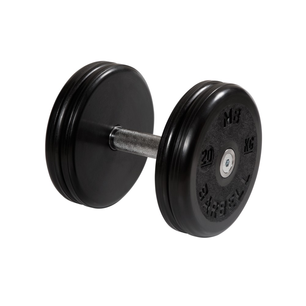 Гантель классик с вращающейся ручкой хром 20 кг MB Barbell MB-FdbEM-B20 1000_1000